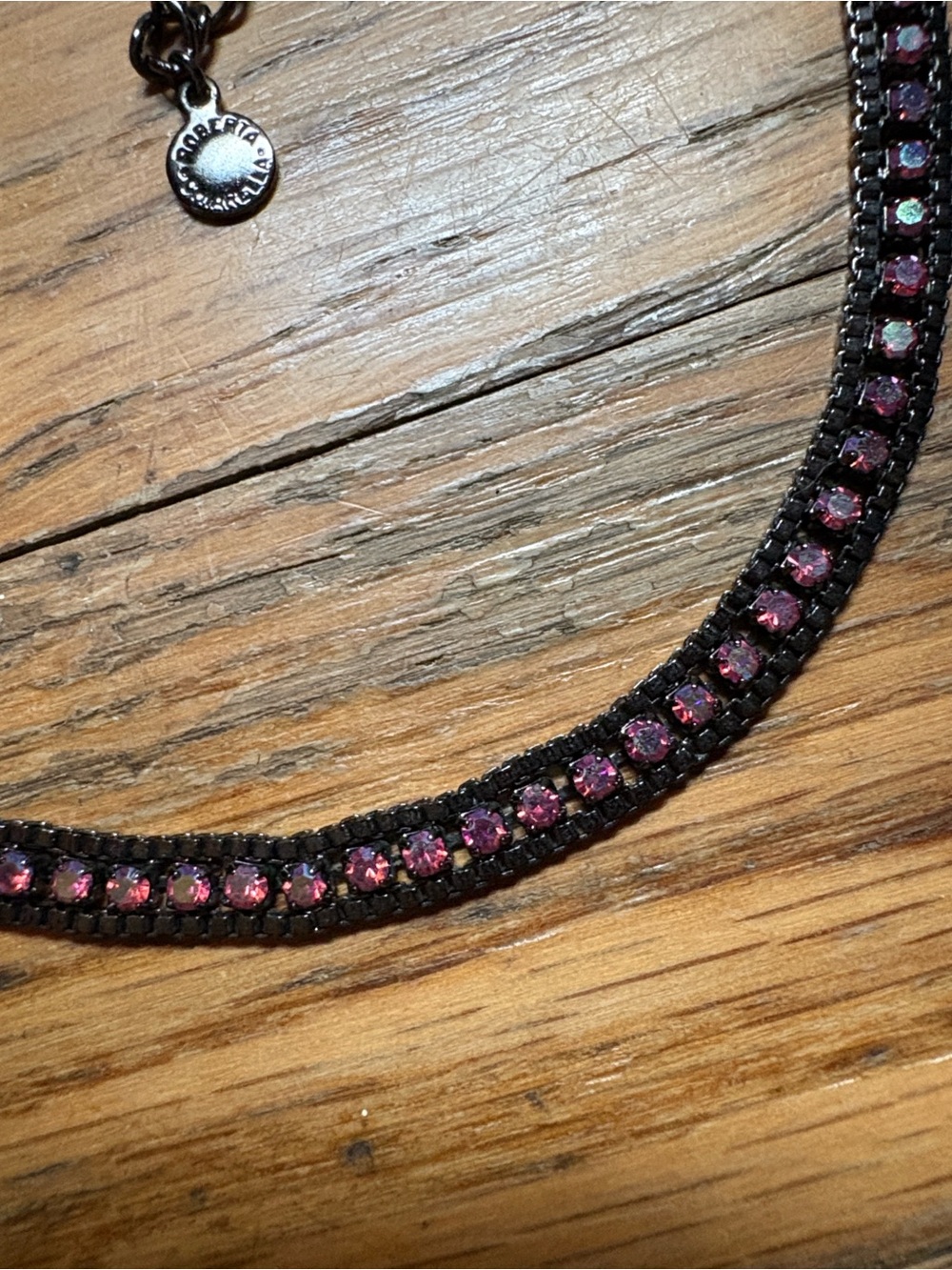Roberta Chiarelli Pink Crystal Chain Necklace